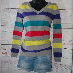 Rue21 Gray and Multicolored Striped Sweater